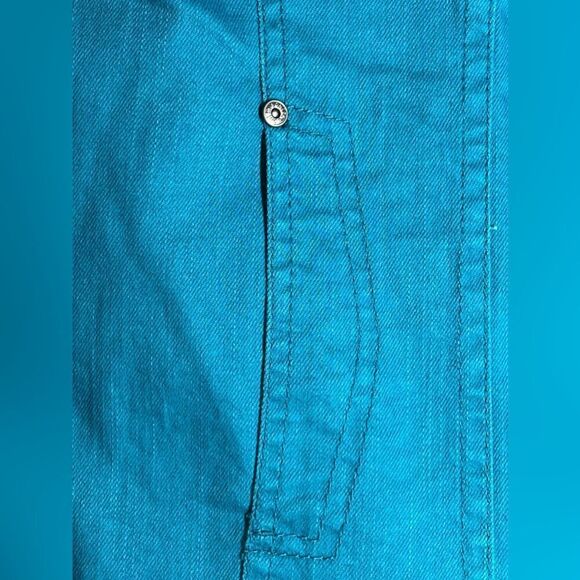 Women's Bonita Solid Teal Pockets Button Up Long Sleeve Jacket Size 44EU/12 US - Picture 4 of 15